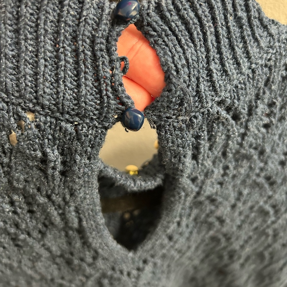 Sezane Dark Blue Sweater with Bright Accents - Picture 8 of 8